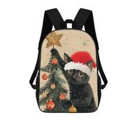 sinyumoney Black Cat Christmas Tree Mochilas Escolares Secundarias Informales Para Viajes. Mochilas Escolares Para La Escuela/trabajo/viajes. 17inch