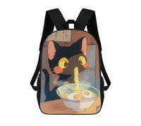 sinyumoney Black Cat Eating Ramen - Japense Food Mochila De Trabajo Para Portátil, Mochila Para Hombres, Mujeres Y Adolescentes 17inch