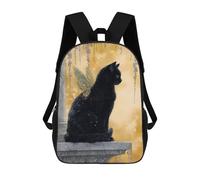 sinyumoney Black Cat Fairy with Golden Wings Mochilas Infantiles Escolares Impresas En 3D, Mochilas Para Niños, Mochilas De Viaje Para Niños Y Niñas, Mochilas Escolares Para Niños 17inch