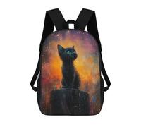 sinyumoney Black Cat Galaxy Art Print Mochila Escolar Para Institutos De Secundaria Mochila Informal - Perfecta Para Viajes, Trabajo Y Uso Diario 17inch