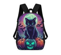 sinyumoney Black Cat Halloween Mochila Escolar Para Niños De 17 Pulgadas, Mochila Informal De Viaje Para Niños Y Niñas, Mochila De Gran Capacidad Para El Día A Día 17inch