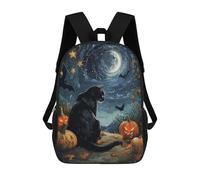 sinyumoney Black Cat Halloween Night Mochila Escolar Impresa En 3D Para Niños, Mochila Escolar, Mochilas De Viaje, Bolso Informal De Moda Para Niños Y Estudiantes 17inch