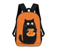 sinyumoney Black Cat Holding Goldfish Bowl Mochila Escolar Ligera Para Aeropuerto Y Universidad Para Niñas Y Adolescentes 17inch