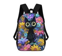 sinyumoney Black Cat in A Flower Garden Mochilas Infantiles Mochila Escolar Mochila Impresa En 3D Para Niños Mochilas De Viaje Bolsas Para Libros Mochila Escolar Para Niños 17inch