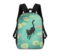 sinyumoney Black Cat in A Lily Pond Mochila Escolar Mochilas Escolares Para Niñas Y Niños Mochila Con Bolsillo Mochila Escolar De Moda Para Niños 17inch
