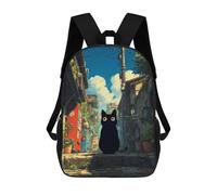 sinyumoney Black Cat in Alleyway Mochilas Impresas En 3D Para Niños 17inch Mochilas De Moda Informales Para El Día A Día, Bolsas De Viaje, Mochilas Informales Para Exteriores Para Niños Y Niñas