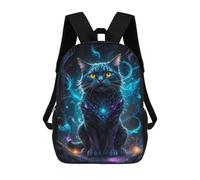 sinyumoney Black Cat in Neon Space Mochila Escolar De Moda Para Papelería, Impermeable, Informal, Para El Campus, Actividades Al Aire Libre, Viajes Y Deportes 17inch