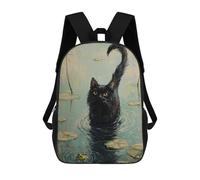 sinyumoney Black Cat in The Pond Mochilas Para Niños Mochila Escolar Mochila Escolar Impresa En 3D Para Niños Estudiantes De Primaria Y Secundaria 17inch