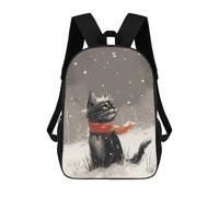 sinyumoney Black Cat in Winter Snow Mochila Infantil Escolar Para Niños Con Estampado 3D De Dibujos Animados, Mochila Escolar Para Estudiantes, Mochila Para Portátil Para Niños Y Niñas 17inch