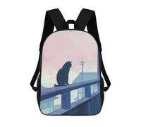sinyumoney Black Cat Japan Painting Mochila Escolar Resistente Al Agua Para Computadora, Ideal Para Campus, Actividades Al Aire Libre, Viajes Y Deportes 17inch