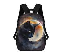 sinyumoney Black Cat Lunar Eclipse Mochila Ligera Informal Para El Día A Día, Mochila Escolar Para El Campus, Actividades Al Aire Libre, Viajes Y Deportes 17inch