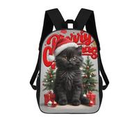 sinyumoney Black Cat Merry Christmas Mochila, Mochila Escolar Impresa En 3D, Bolsa Para El Almuerzo Escolar, Mochila De Viaje, Mochila Para Amigos, Mochila Escolar Para Niñas Y Niños 17inch