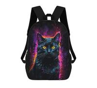 sinyumoney Black Cat Neon Art Mochila, Mochila Infantil, Mochila Escolar Para Estudiantes, Mochila Para Libros, Mochila Escolar Impresa En 3D Para Niños Y Niñas 17inch
