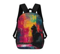 sinyumoney Black Cat on Abstract Background Mochila Escolar Para Niños Y Niñas, Mochila Informal De Viaje, Mochila De Gran Capacidad Para El Día A Día 17inch