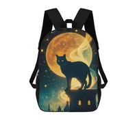 sinyumoney Black Cat on Rooftop Mochilas Infantiles Escolares Impresas En 3D, Mochilas Para Niños, Mochilas De Viaje Para Niños Y Niñas, Mochilas Escolares Para Niños 17inch