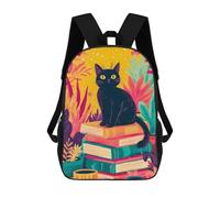 sinyumoney Black Cat on Stack of Books Mochilas Infantiles Impresas En 3D De 17 Pulgadas. Mochila Escolar Informal Impresa En 3D Para Niños De Primaria Y Secundaria.