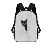 sinyumoney Black Cat Peeking Mochila Escolar Infantil De 17 Pulgadas, Impresa En 3D, Estilo Casual, Para Niños, Ideal Para Viajes, Como Mochila Escolar O Para Llevar Libros.