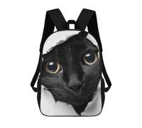 sinyumoney Black Cat Peeking Through Torn Paper Mochila Escolar, De Viaje, Universitaria, Para El Campus, Para Actividades Al Aire Libre Y Deportes 17inch