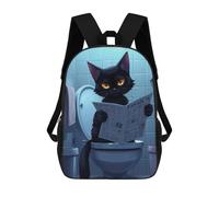 sinyumoney Black Cat Reading Newspaper Mochila Escolar Infantil Impresa En 3D Para Niños, Mochilas De Viaje, Bolsas Para Libros Para Niños Estudiantes De Primaria 17inch