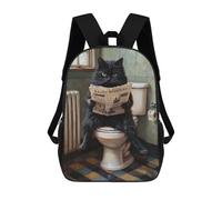 sinyumoney Black Cat Reading Newspaper on Toilet-2 17inch Mochila Escolar Impresa En 3D Para Niños, Mochila Escolar Informal De Moda, Mochilas De Viaje Para Niños Y Estudiantes.