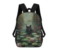 sinyumoney Black Cat River Swimming Mochila Escolar Para Niños Y Niñas, Mochila Informal De Viaje, Mochila De Gran Capacidad Para El Día A Día 17inch