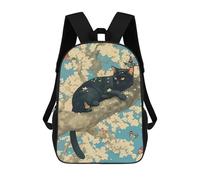 sinyumoney Black Cat Sakura Tree Mochila Escolar Mochilas Escolares Para Niñas Y Niños Mochila Con Bolsillo Mochila Escolar De Moda Mochila Infantil 17inch