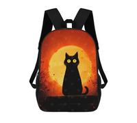 sinyumoney Black Cat Silhouette with Orange Moon Mochila Escolar, Mochila De Viaje Resistente Al Agua, Mochila Para Computadora Para Adolescentes, Niñas, Niños, Mujeres Y Hombres 17inch