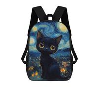 sinyumoney Black Cat Starry Night Mochilas Impresas En 3D Para Niños, Mochila Escolar, Mochila Informal Para Exteriores, Mochila Informal De Moda Para Niños, Lindas Bolsas De Viaje 17inch
