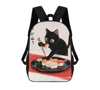 sinyumoney Black Cat Sushi Mochila Escolar Impresa En 3D Para Niños, Mochila Escolar, Mochilas De Viaje, Bolso Informal De Moda Para Niños Y Estudiantes 17inch