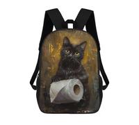 sinyumoney Black Cat Toilet Paper Mochila Escolar Para Niños Y Niñas, Mochila Informal De Viaje, Mochila De Gran Capacidad Para El Día A Día 17inch