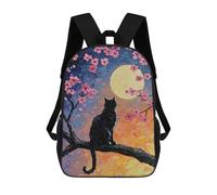 sinyumoney Black Cat Under Full Moon Mochila Escolar Para Niñas Mochila Impermeable Mochila Informal De Día Mochila Ligera Para Niño Y Niña Mochila Escolar 17inch