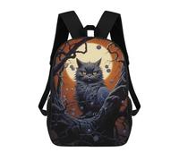 sinyumoney Black Cat Under Full Moon Mochila Ligera Informal Para El Día A Día, Mochila Escolar Para Hombres/mujeres 17inch