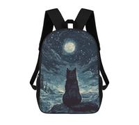 sinyumoney Black Cat Under The Moon Mochila Escolar Infantil Impresa En 3D Para Niños, Mochila De Viaje De Alta Capacidad, Bolsas Para Libros, Mochila Escolar Infantil 17inch