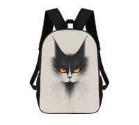 sinyumoney Black Cat Vector Portrait with Glowing Orange Eyes Mochila Escolar Para Niños Con Impresión 3D, Mochila Moderna Para Niños Y Niñas, Mochila Informal Para Estudiantes. 17inch