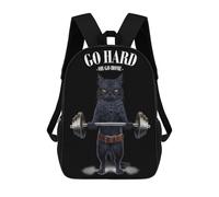sinyumoney Black Cat Weightlifting Mochila Escolar Infantil Impresa En 3D 17inch Mochilas Escolares Para Niños, Estilo Casual Y Moderno, Mochilas De Viaje De Alta Capacidad