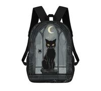 sinyumoney Black Cat Window Mochilas Escolares Para Niños Y Niñas, Mochilas Deportivas Informales Para Primaria, Mochilas De Gran Capacidad Para Libros 17inch