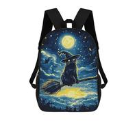 sinyumoney Black Cat Witch on Broom Mochila Escolar Infantil De Moda Informal Mochilas Infantiles Impresas En 3D Mochila Grande Para Niño 17inch