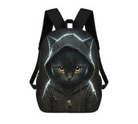 sinyumoney Black Cat with A Hoodie Mochila Escolar Impresa En 3D Mochilas Informales Para Niños Mochila Escolar Impresa En 3D Para Niños De Primaria Y Secundaria 17inch