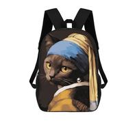 sinyumoney Black Cat with A Pearl Mochila Escolar Resistente Al Agua, Mochila De Viaje, Bolsa Para Computadora Para La Escuela/trabajo/viajes 17inch