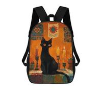 sinyumoney Black Cat with Candles Mochila Infantil De 17 Pulgadas, Mochila Escolar Con Estampado 3D De Dibujos Animados Para Niños Y Adolescentes.