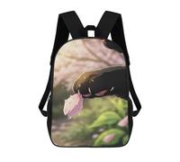 sinyumoney Black Cat with Flower Petal Mochila Escolar Ligera E Informal Para Adolescentes, Niños, Mujeres Y Hombres 17inch