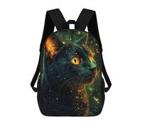 sinyumoney Black Cat with Glowing Fur Mochilas Para Niños Mochila Escolar Mochila Escolar Impresa En 3D Para Niños Estudiantes De Primaria Y Secundaria 17inch