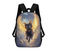 sinyumoney Black Cat with Golden Wings Black Cat Mochila Escolar Impresa En 3D Para Niños, Mochila Escolar Informal De Moda Para Viajes Para Niños Y Estudiantes 17inch
