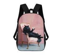 sinyumoney Black Cat with Martini in Pink Chair Mochila De Trabajo Para Portátil, Mochila Para Hombres, Mujeres Y Adolescentes 17inch