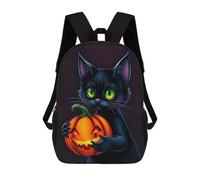sinyumoney Black Cat with Pumpkin Mochila Escolar, Mochila De Negocios Para Portátil, Mochila Unisex Informal Para Adolescentes, Niños, Mujeres Y Hombres 17inch