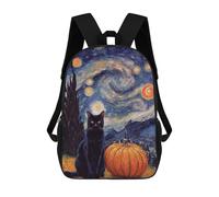 sinyumoney Black Cat with Pumpkin Mochila Infantil, Mochila Escolar Impresa En 3D, Mochila Para Niños Y Niñas, Mochila Escolar Ajustable Para La Escuela Primaria 17inch