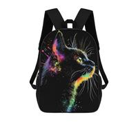 sinyumoney Black Cat with Rainbow Splashes Mochila Escolar Infantil De Moda Informal Mochilas Infantiles Impresas En 3D Mochila Grande Para Niño 17inch