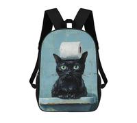 sinyumoney Black Cat with Toilet Paper-6 Mochila Escolar Infantil De 17 Pulgadas, Impresa En 3D, Estilo Casual, Para Niños, Ideal Para Viajes, Como Mochila Escolar O Para Llevar Libros.