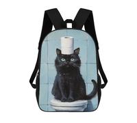 sinyumoney Black Cat with Toilet Paper Hat-2 Mochila Escolar De 17 Pulgadas Impresa En 3D Mochilas Infantiles Mochila Genial Impresa En 3D Para Niños De Primaria Y Secundaria