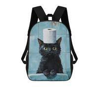 sinyumoney Black Cat with Toilet Paper Hat-3 17inch Mochilas Escolares Impresas En 3D, Mochilas Escolares De Moda Para Niños De Primaria Y Secundaria